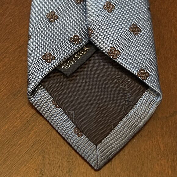 Lc La Corona Roma Blue Brown 100% Silk Men’s Neck Tie Made In Italy - Picture 7 of 9